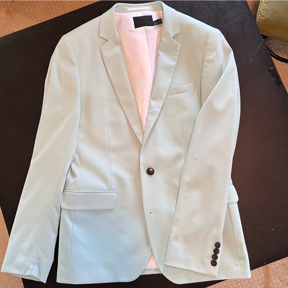 ASOS Ice Blue wedding skinny suit coat - Picture 2 of 5